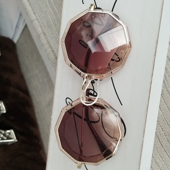 Brown high quality SUNGLASSES cut Shining octagon Round Rhinestone Sunglasses … - Picture 3 of 4